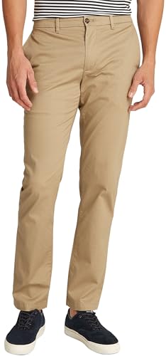 Tommy Hilfiger Herren Chino Hose Denton Printed Structure Straight Leg Fit, Beige (Batique Khaki), 28W/34L von Tommy Hilfiger