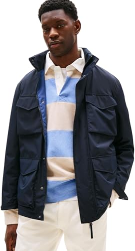 Tommy Hilfiger Herren Übergangsjacke Packable Field mit Brusttaschen, Blau (Desert Sky), M von Tommy Hilfiger