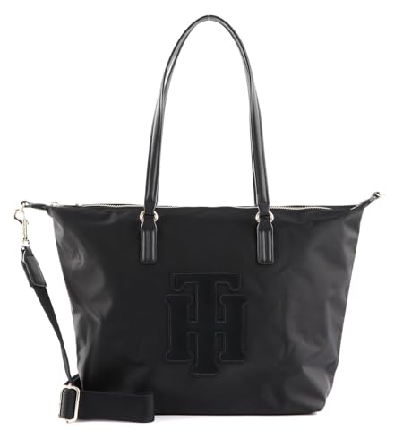 Tommy Hilfiger Poppy Tote Applikation, Schwarz, Einheitsgröße, Schwarz, Einheitsgröße, Mohnblumen-Applikation von Tommy Hilfiger