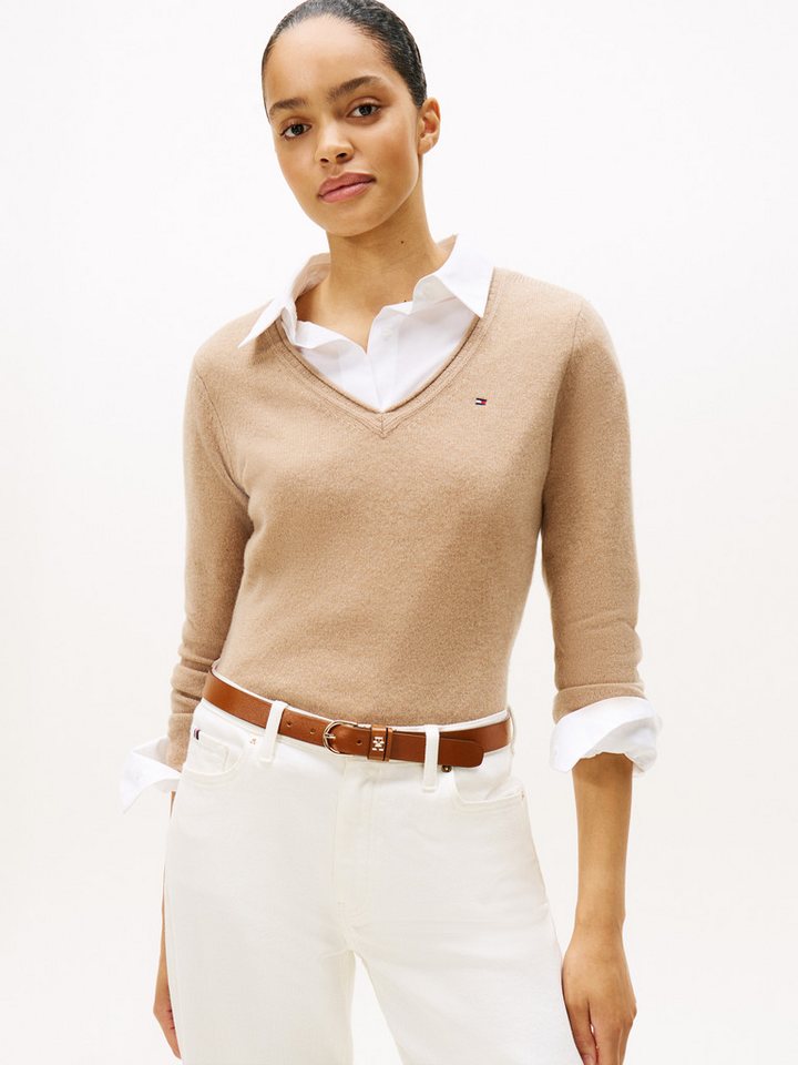 Tommy Hilfiger Strickpullover SOFT WOOL V-NK SWEATER aus reiner Wolle von Tommy Hilfiger
