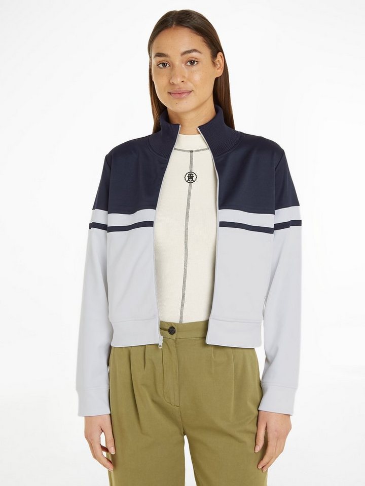 Tommy Hilfiger Sweatjacke BLOCKED STRIPE REG ZIPTHRU HWK mit Logostickerei von Tommy Hilfiger