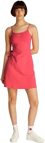 Tommy Jeans Damen Kleid Essential Strap Flare schmale Träger, Rot (Amour), XXS von Tommy Jeans