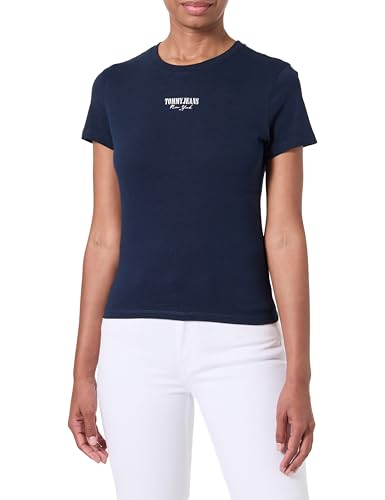 Tommy Jeans Damen Tjw Slim Essential Logo2 Tee EXT Dw0dw20913 S/S T-Shirt, Blue (Dark Night Navy), S EU von Tommy Jeans