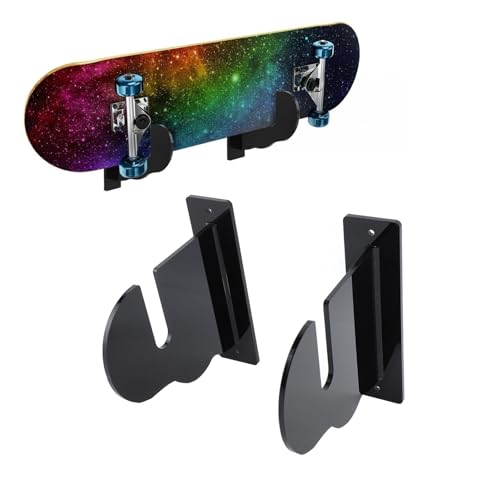 2 Stück Skateboard-Rack, Wandmontierter Skateboard-Display-Rack, Acryl-Skateboard-Wandaufhänger, Platzsparender Display-Ständer für Skateboard, Longboard, Snowboard(Schwarz) von Tomotato