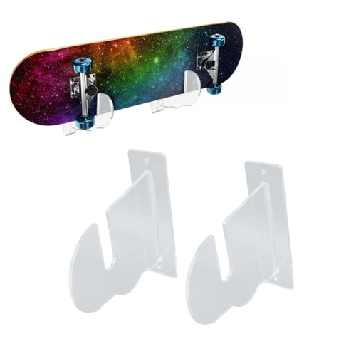 2 Stück Skateboard-Rack, Wandmontierter Skateboard-Display-Rack, Acryl-Skateboard-Wandaufhänger, Platzsparender Display-Ständer für Skateboard, Longboard, Snowboard(Transparent) von Tomotato