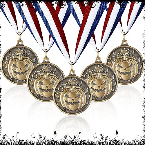 Tondiamo 20 Stück Halloween-Kürbis-Gewinner-Medaillen, 5,1 cm, Halloween-Auszeichnungen, Medaillen, Teilnahmemedaillen mit Halsband, für Kinder, Erwachsene, Wettbewerbe, Preise, Herbstferienfeiern von Tondiamo