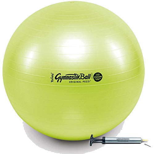 Tonkey PEZZI Ball Standard 65 cm Acid Green Gymnastikball Sitzball inkl. Pezziball Pumpe von Tonkey