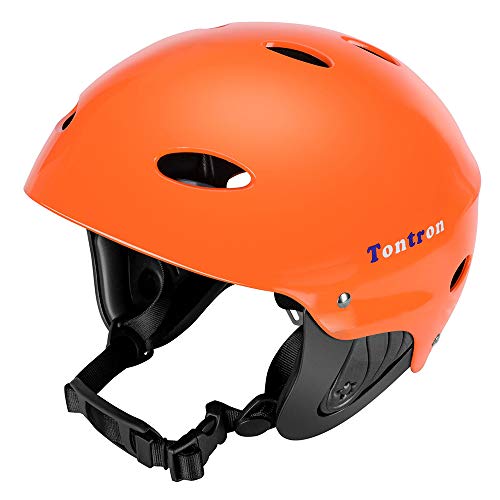 Tontron Wakeboard Kajak Kitesurf Wassersport Helm (Glossy Orange, L) von Tontron