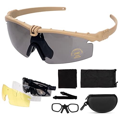 ToopMount Sportbrille Anti-Beschlag-Schutzbrille, Brille, Fahrerbrille Anti-UV400-Schutzbrille für Radfahren, Wandern und Schießen (Tan) von ToopMount