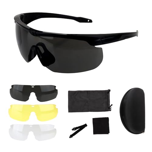 ToopMount Sportbrille Sonnenbrille Anti-UV400 Antibeschlagschutzbrille, Brillen, Autofahrerbrille 3 Gläser für Herren Damen Radfahren, Wandern, Laufen (Schwarzer Rahmen) von ToopMount