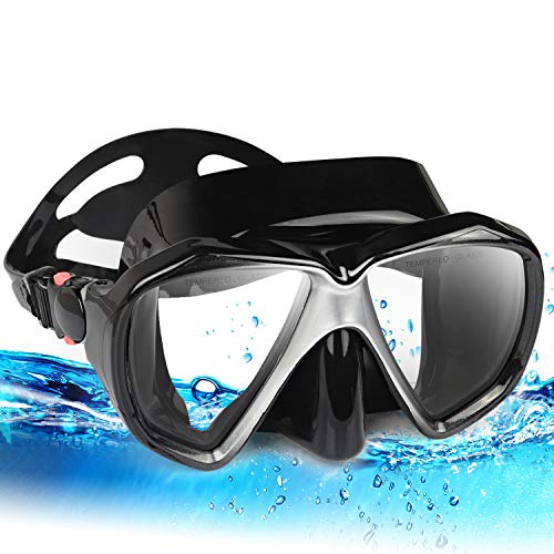 Taucherbrille für Erwachsene mit Anti-Nebel Schnorchelmaske, Schwimmmaske gehärtetem Glas und Nasenabdeckung zum Schnorcheln und Schwimmen (A-Schwarz) von EXP VISION