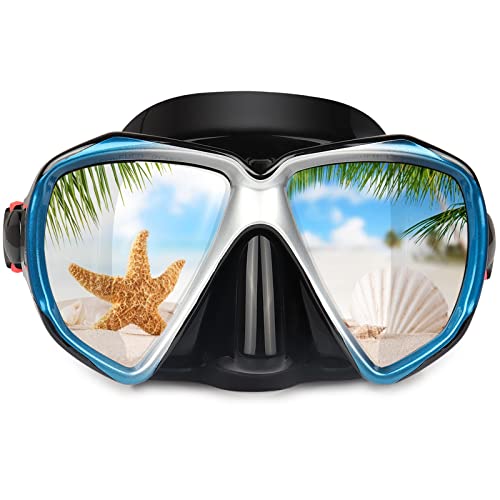 Taucherbrille für Erwachsene mit Anti-Nebel Schnorchelmaske, Schwimmmaske gehärtetem Glas und Nasenabdeckung zum Schnorcheln und Schwimmen (A-Blau) von EXP VISION