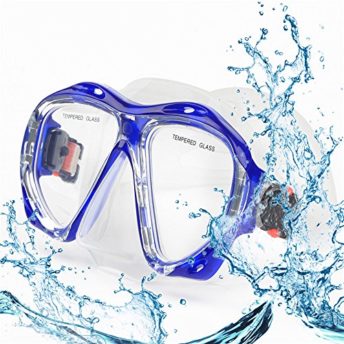 Taucherbrille für Erwachsene mit Anti-Nebel Schnorchelmaske, Schwimmmaske gehärtetem Glas und Nasenabdeckung zum Schnorcheln und Schwimmen (Hellblau) von EXP VISION