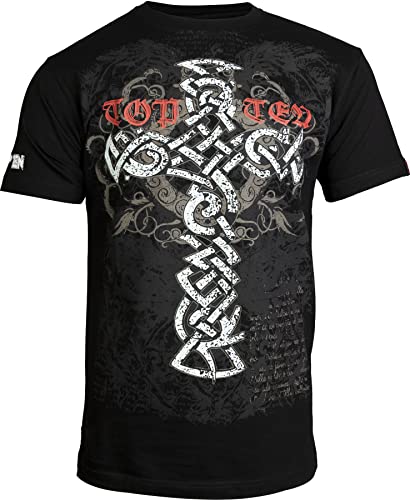 T-Shirt „Tribal Cross“ - schwarz, Gr. M von TOP TEN