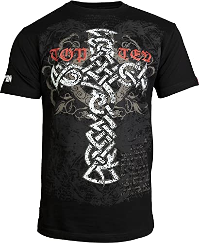 T-Shirt „Tribal Cross“ - schwarz, Gr. XL von TOP TEN