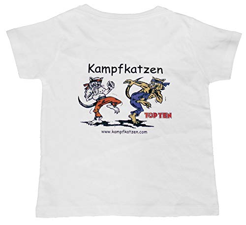 T-Shirt für Kinder „Kampfkatzen“ für Kinder - Gr. XXS = 140 cm, Weiss von TOP TEN