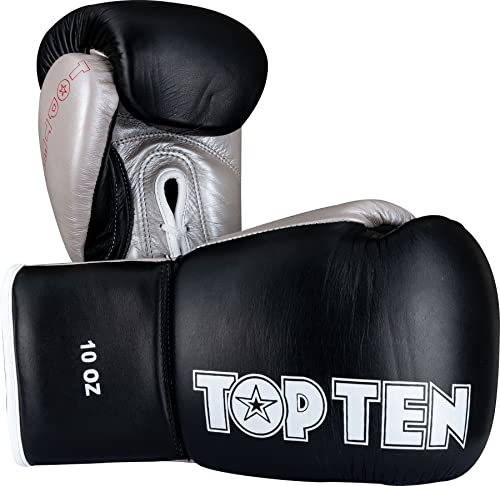 Boxhandschuh „Profi“ - 10 oz, schwarz-Silber von TOP TEN