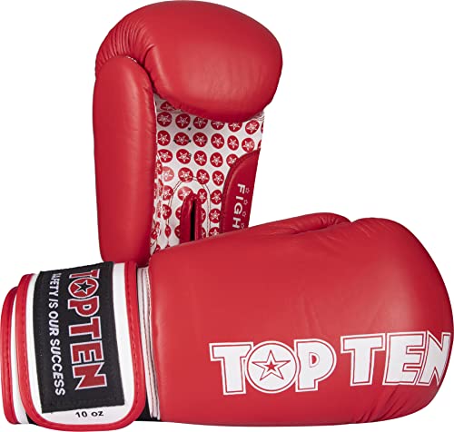 Boxhandschuhe „Fight“ - 10 oz, SlimCut, rot von TOP TEN