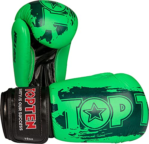 TOP TEN Unisex – Erwachsene 20662-5010 Boxhandschuhe, Grün, 10 oz von TOP TEN