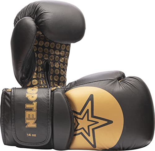 Boxhandschuhe „Wrist Star“ - schwarz-Gold, 10 oz von TOP TEN