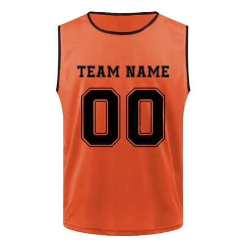 TOPTIE Custom Soccer Pinnies with Numbers Scrimmage Vests, Personalized Mesh Sports Practice Team Jerseys for Soccer-Orange-Adult von TopTie