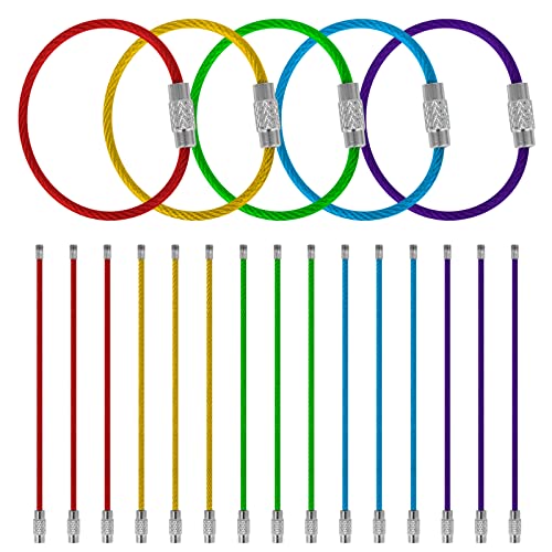 TopTie 20 Stück Kabel-Schlüsselanhänger, 15,2 cm, Edelstahldraht, Schlüsselanhänger für Partyschleife (gemischt) von TopTie