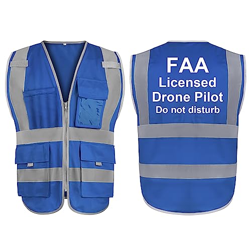 TopTie FAA Drone Pilot Vest Warnweste 9 Taschen Reflektierende Sicherheitsweste für Drohnenbetreiber, komfortabel und ungestört, Drohnenzubehör, erfüllt ANSI/ISEA-Standards von TopTie