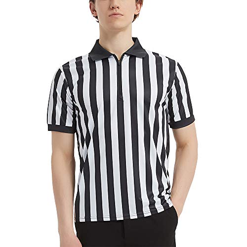 TopTie Basketball Officials Performance Shirt mit V-Ausschnitt Grau mit schwarzen Nadelstreifen