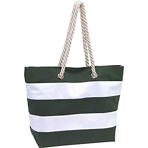TOPICO Strandtasche Sylt, grün/weiß, ca. 47 x 17 x 34cm (bxtxh) von TOPICO