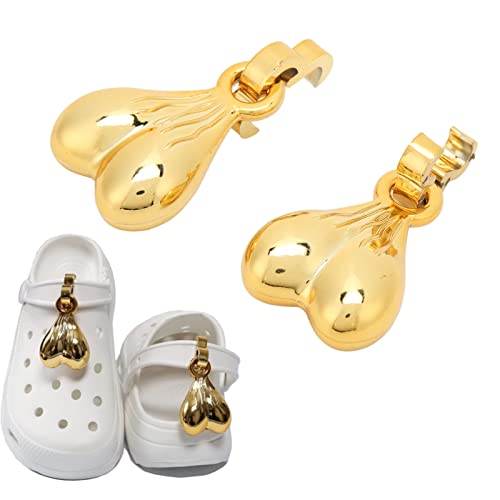 Topiky 2 STÜCKE Croc-Nüsse, Unverwechselbares Croc-Zubehör, Lustige Croc-Nuss-Kugeln, Schuhclip, Auffällige Schuhclips, Einzigartiger und Neuartiger Crco-Dekor-Anhänger, (Gold) von Topiky