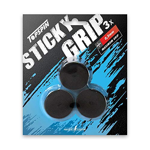 Topspin Sticky Grip 3er 0,5mm - Overgrip Griffband für Tennisschläger, Farbe Griffband:schwarz von Topspin