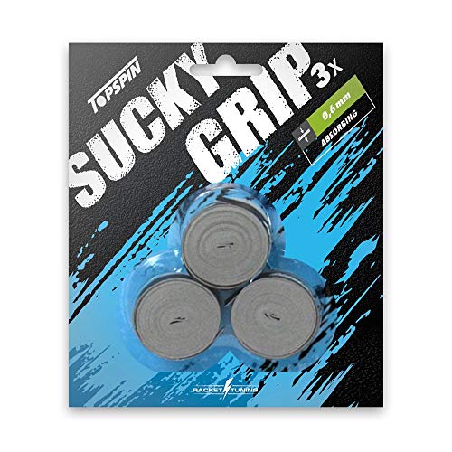 Topspin Sucky Grip 3er 0,6mm - Overgrip Griffband für Tennisschläger - grau von Topspin