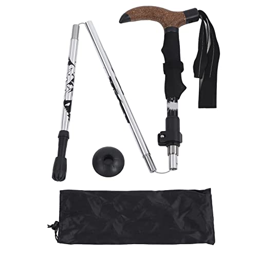 Ultraleichter Trekkingstock, Wanderstock, 5-Fach Gebogener Griff, Wolframstahl, rutschfest, Schweißabsorbierend, Für Outdoor, Bergsteigen, Wandern(Silber) von Topyond