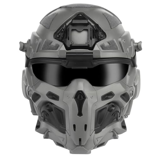 Torquino Taktischer Helm Militär Schnelle Helm für Airsoft Paintball, CS, Outdoor-Sportarten Usw, HL 98 Airsoft Tactical Schutzhelm mit Maske, Schutzbrille, Integriertem Kommunikation Skopfhörer von Torquino
