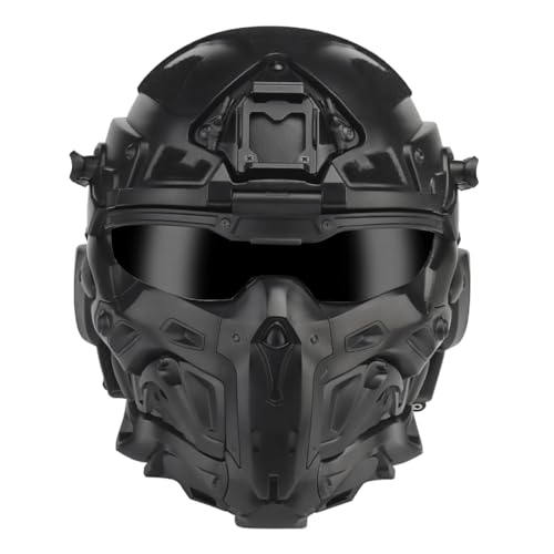 Torquino Taktischer Helm Militär Schnelle Helm für Airsoft Paintball, CS, Outdoor-Sportarten Usw, HL 98 Airsoft Tactical Schutzhelm mit Maske, Schutzbrille, Integriertem Kommunikation Skopfhörer von Torquino