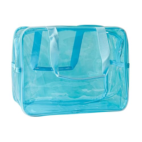 TotePrint Blau wasserdichte Vinyl-Handtasche Make-up Wasserdicht Schulter Tote Bag 11.8'' ×5.12'' ×8.26'' (Blau) von TotePrint