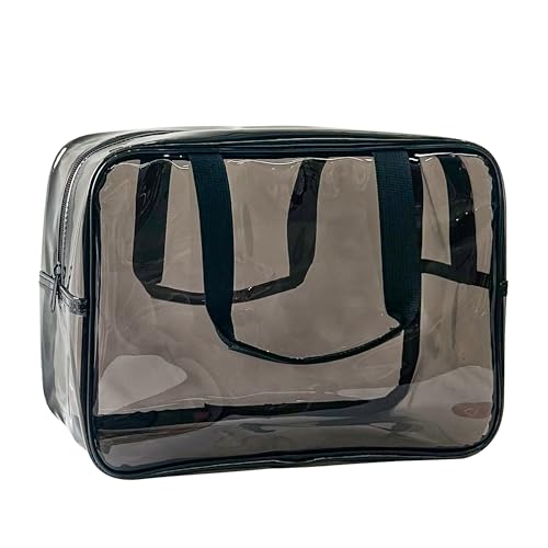 TotePrint Schwarz wasserdichte Vinyl-Handtasche Make-up Wasserdicht Schulter Tote Bag 11.8'' ×5.12'' ×8.26'' (Schwarz) von TotePrint