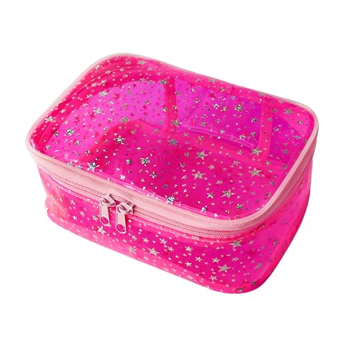 TotePrint Sternenmuster PVC Kosmetiktasche Wasserdicht Quadratische Eimerform 20x14x8cm Reise Makeup-Organizer (1er Pack) (Rosa-s) von TotePrint
