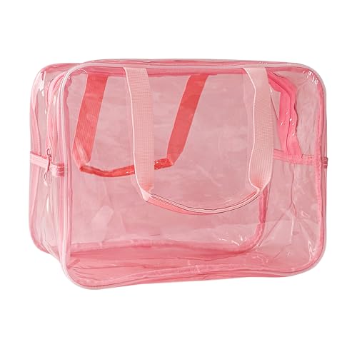 TotePrint Transparente wasserdichte Vinyl-Handtasche Make-up Wasserdicht Schulter Tote Bag 11.8'' ×5.12'' ×8.26'' (Hell Rosa) von TotePrint