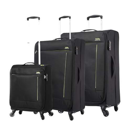 TOTTO - Weiches Koffer-Set - Travel Lite - Schwarz - DREI Koffergrößen - 360 Rollen - TSA-Sicherheit - Polyesterfutter, Schwarz, TRAVEL von Totto
