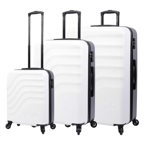 Totto Hartschalenkoffer-Set, Bazy, Weiß, DREI Koffergrößen, 360 ° Räder, TSA, Futter aus Polyester, weiß von Totto