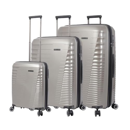 Totto Hartschalenkoffer-Set, Traveler, Grau, DREI Koffergrößen, erweiterbares System, TSA-Material, Polyester-Futter, grau von Totto