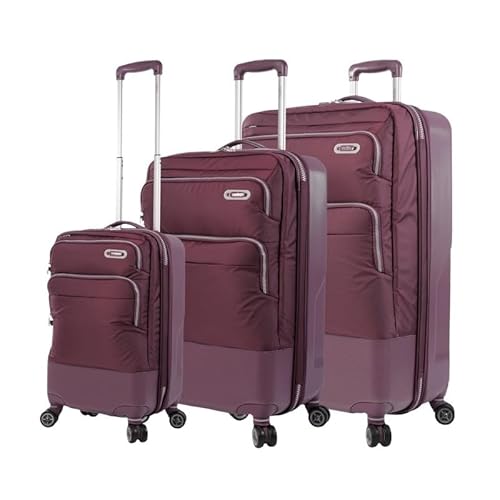 Totto Skyteam, halbstarres Koffer-Set, 3 Größen für Koffer, erweiterbares System, 360 ° Räder, Futter aus Polyester, dunkelviolett von Totto