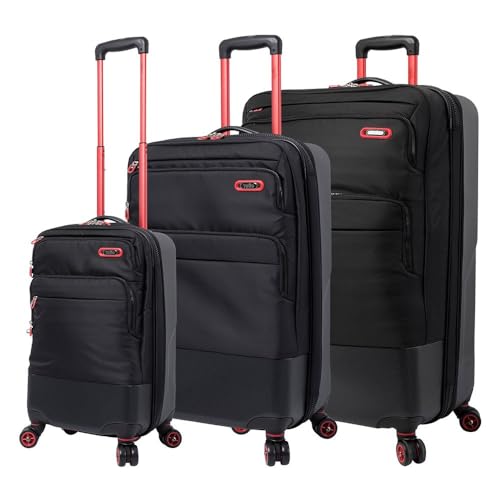 Totto Skyteam, halbstarres Koffer-Set, 3 Größen für Koffer, erweiterbares System, 360 ° Räder, Polyester-Futter, Schwarz von Totto