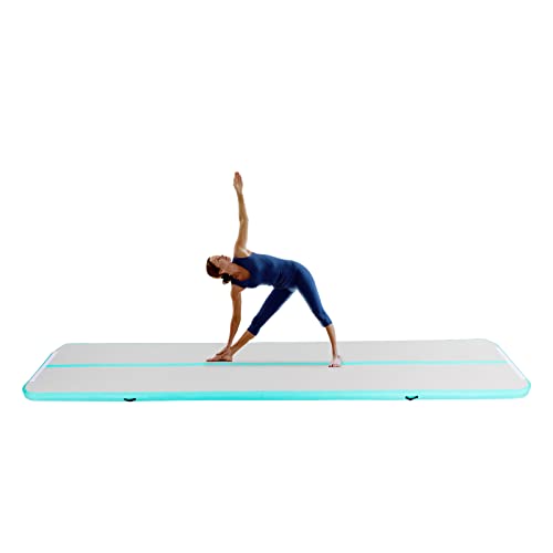 5 Meter Aufblasbare Gymnastikmatte, Fitness Tumbler Matte Yogamatte mit Tragetasche und Elektrische Luftpumpe für Yoga Gym (Pfefferminzgrün) von TouTToNG