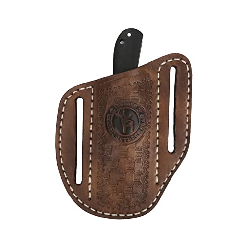 Tourbn TOURBON Ledertaschenmesserscheide für Gürtel EDC Holster Taschenmesser Werkzeugtasche Handgemachtes Geschenk, 9*1.5*11.5cm, Braun von Tourbn