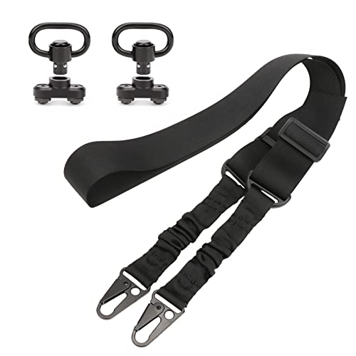 Tourbn 2-Punkt-Gewehrriemen für die Gewehrjagd mit 2er-Pack 1'' QD Sling Swivels Schwarz, 150*3.8cm von Tourbn