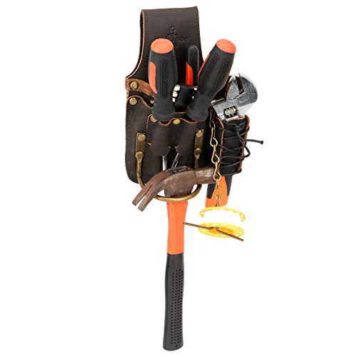 Tourbn Leder-Werkzeug-Gürteltasche für Tischler, Elektriker, mit Hammerhalterung, Braun, 21 x 14 x 5 cm von Tourbn