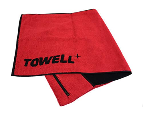Towell SPORTHANDTUCH 40x90cm mit Tasche Rot Grün Baumwolle Fitness Handtuch Tuch (Rot) von STRYVE
