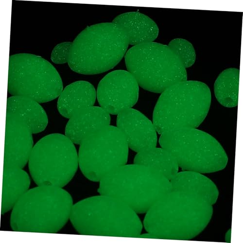 Toyvian 1 Schachtel Space Stopp Bean Set Fischereiglühungen Ei Tiefe Drop -Perlen runde Glühfischperle grüne ovale Perlen Leuchten Fischenperlens im Dunkeln leuchten Hellgrün von Toyvian